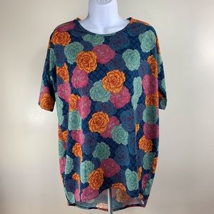 Lularoe Irma blue multicolor floralprint shirt xxs